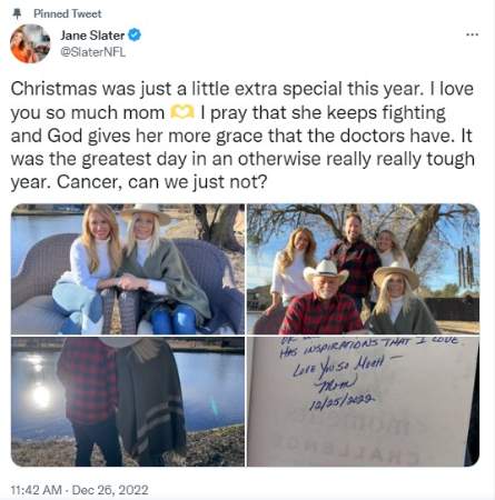 Jane Slater posting about her mom on Christmas. 